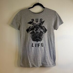 Gray Pug Life Dog T-Shirt
